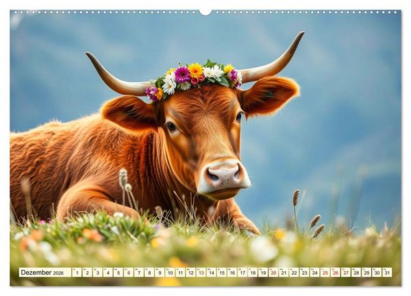 Produktbild: Zauberhaft geschm&uuml;cktes Milchvieh (hochwertiger Premium Wandkalender 2026 DIN A2 quer), Kunstdruck in Hochglanz