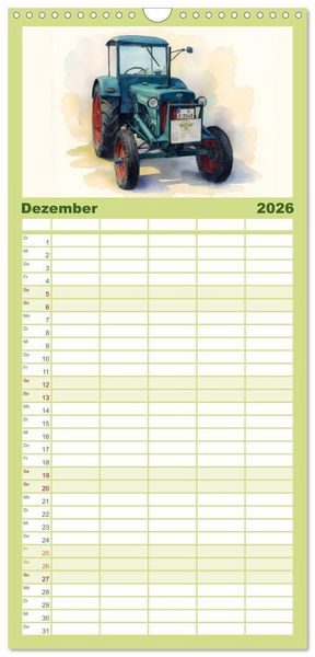 Produktbild: Familienplaner 2026 - Alte Schlepper in neuem Glanz mit 5 Spalten (Wandkalender, 21 x 45 cm) CALVENDO