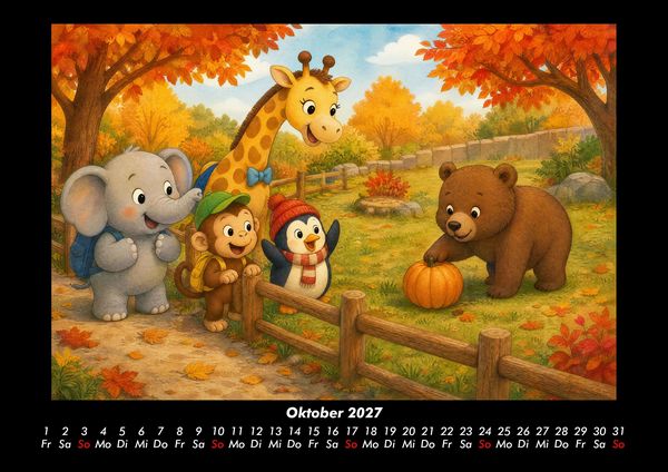 Produktbild: Ein Jahr im Zoo mit Raffi und Freunden 2027 Fotokalender DIN A3