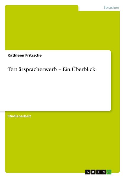 Produktbild: Terti&auml;rspracherwerb - Ein &Uuml;berblick