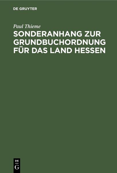 Produktbild: Sonderanhang zur Grundbuchordnung f&uuml;r das Land Hessen