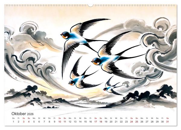 Produktbild: Das Leben der Schwalben - Getragen von Wind und Freiheit (Wandkalender 2026 DIN A2 quer), CALVENDO Monatskalender