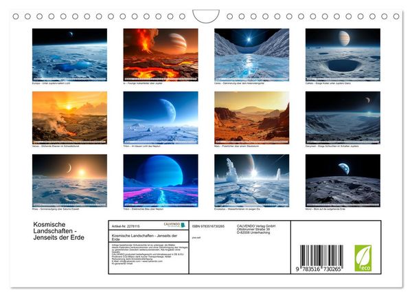 Produktbild: Kosmische Landschaften - Jenseits der Erde (Wandkalender 2026 DIN A4 quer), CALVENDO Monatskalender
