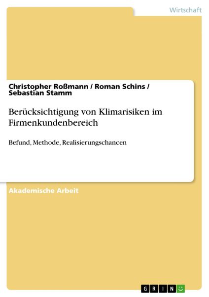 Produktbild: Ber&uuml;cksichtigung von Klimarisiken im Firmenkundenbereich