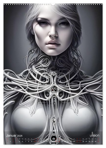 Produktbild: Biomechanic Portrait - Sch&ouml;nheit zwischen Mensch und Maschine (Wandkalender 2026 DIN A2 hoch), CALVENDO Monatskalender