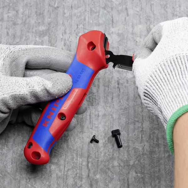 Produktbild: Knipex 16 50 145 SB Abisoliermesser Geeignet f&uuml;r Rundkabel 7mm (max)