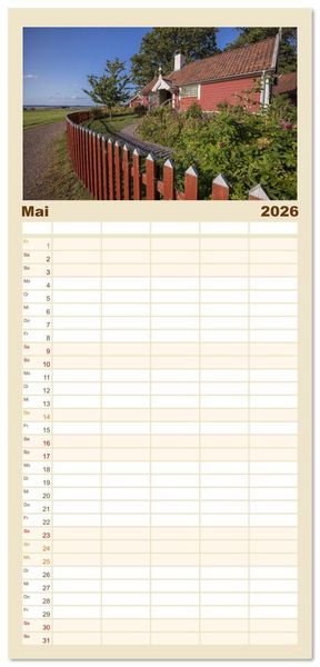 Produktbild: Familienplaner 2026 - Schweden - Die Highlights von Sm&aring;land bis zur Westk&uuml;ste mit 5 Spalten (Wandkalender, 21 x 45 cm) CALVENDO
