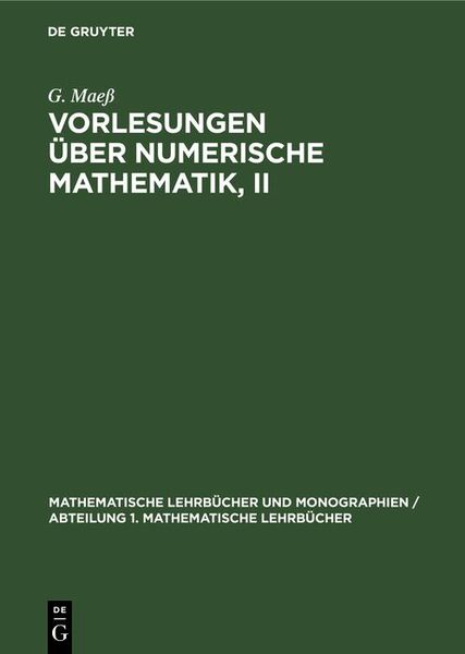 Produktbild: Vorlesungen &uuml;ber numerische Mathematik, II