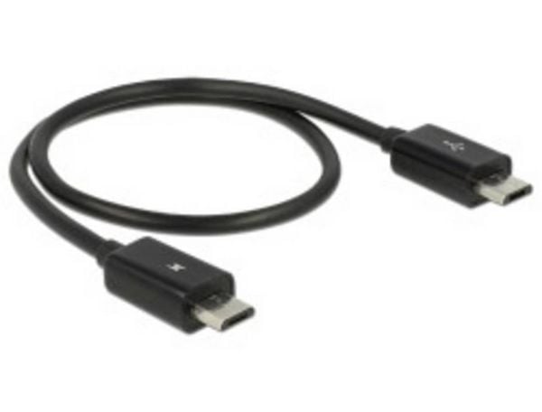 Produktbild: Delock USB-Kabel USB 2.0 USB-Micro-B Stecker, USB-Micro-B Stecker 0.30 m Schwarz mit OTG-Funktion 83570