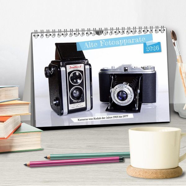 Produktbild: Alte Fotoapparate - Kameras von Kodak der Jahre 1905 bis 1977 (Tischkalender 2026 DIN A5 quer), CALVENDO Monatskalender