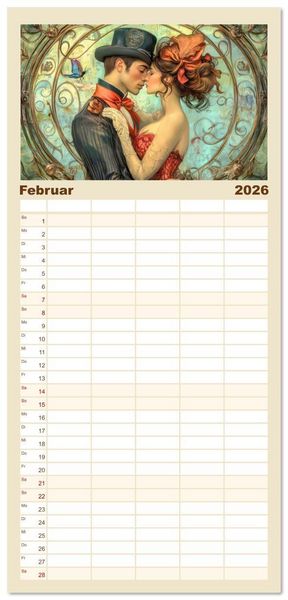 Produktbild: Familienplaner 2026 - Die Epoche Art Nouveau - Mit eleganter Mode mit 5 Spalten (Wandkalender, 21 x 45 cm) CALVENDO