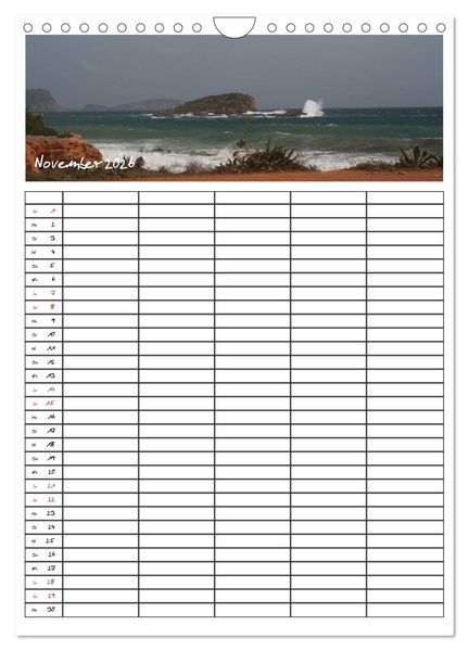 Produktbild: Ibiza / Familienplaner (Wandkalender 2026 DIN A4 hoch), CALVENDO Monatskalender