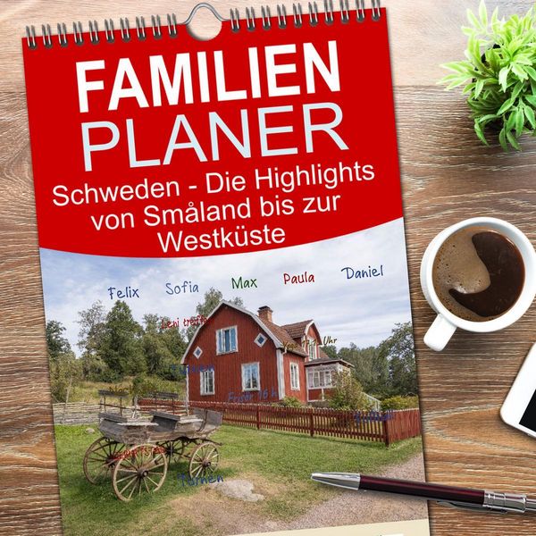 Produktbild: Familienplaner 2026 - Schweden - Die Highlights von Sm&aring;land bis zur Westk&uuml;ste mit 5 Spalten (Wandkalender, 21 x 45 cm) CALVENDO