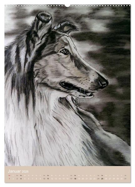 Produktbild: Hunde - Bezaubernde Portraitzeichnungen (hochwertiger Premium Wandkalender 2026 DIN A2 hoch), Kunstdruck in Hochglanz