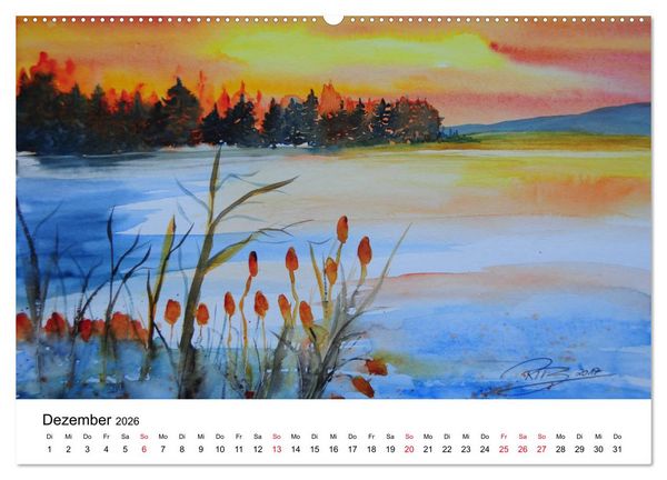 Produktbild: Landschafts-Aquarelle 2026 Roswita Ilona Baumann (hochwertiger Premium Wandkalender 2026 DIN A2 quer), Kunstdruck in Hochglanz