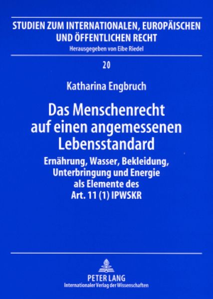Das Menschenrecht auf einen angemessenen Lebensstandard, Taschenbuch von Katharina Engbruch, Peter Lang GmbH, Internationaler Verlag der