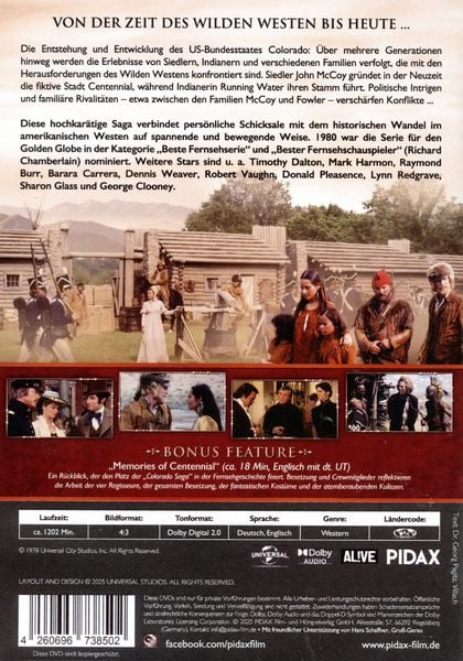 Produktbild: Colorado Saga (Centennial) - Komplettbox / Das komplette 12-teilige Western-Epos mit absoluter Starbesetzung (Pidax Western-Klassiker) [4 DVDs]