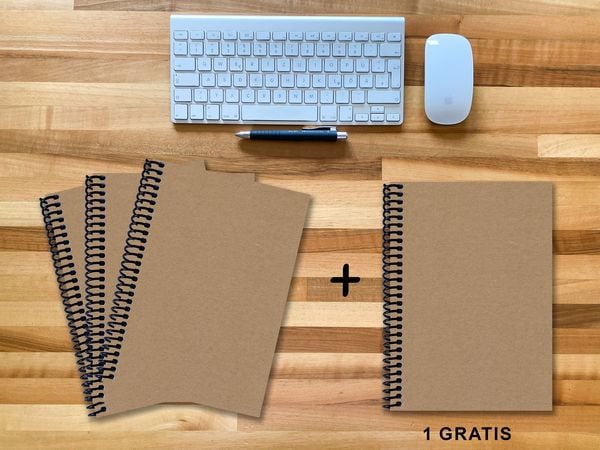 Produktbild: A 4 Notizbuch - Set, 3+1 gratis, Luxury 80 Seiten MUSKAT Designerecycling, kariert 10x10mm
