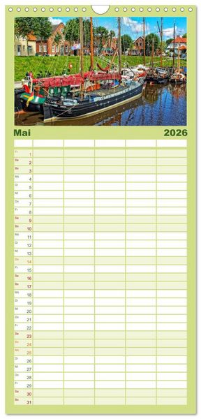 Produktbild: Familienplaner 2026 - Reise an die Nordsee - Carolinensiel mit 5 Spalten (Wandkalender, 21 x 45 cm) CALVENDO