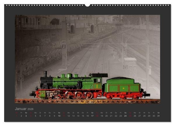 Produktbild: Dampflokomotiven in Spur N (Wandkalender 2026 DIN A2 quer), CALVENDO Monatskalender