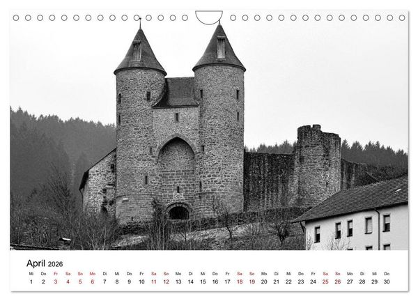 Produktbild: Burgen in schwarzwei&szlig; - Wie aus alten Zeiten (Wandkalender 2026 DIN A4 quer), CALVENDO Monatskalender