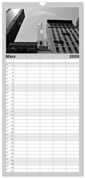 Produktbild: Familienplaner 2026 - New York in schwarz weiss mit 5 Spalten (Wandkalender, 21 x 45 cm) CALVENDO