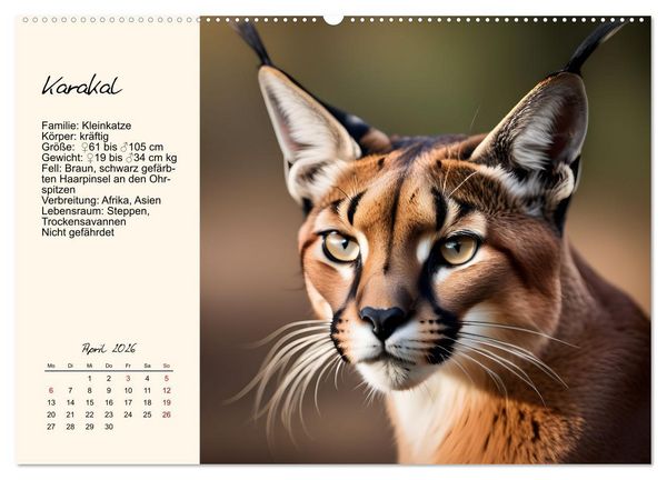 Produktbild: Zw&ouml;lf Raubkatzen im Portrait (Wandkalender 2026 DIN A2 quer), CALVENDO Monatskalender