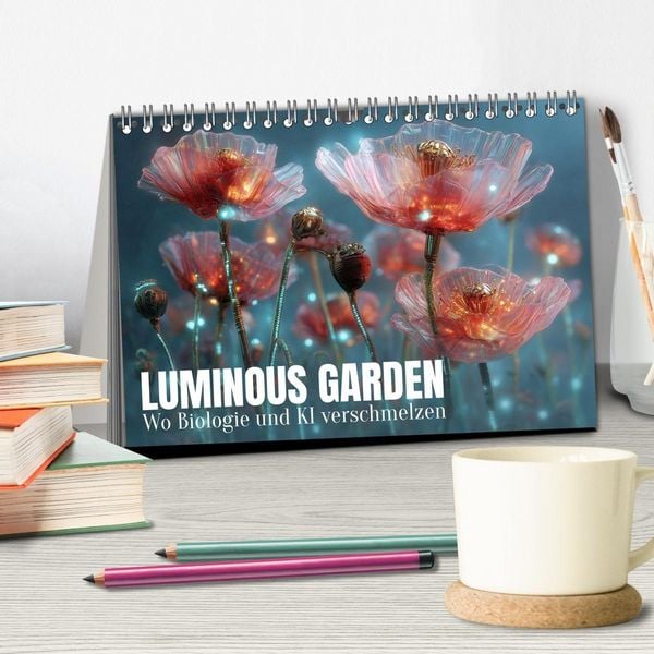 Produktbild: Luminous Garden. Wo Biologie und KI verschmelzen (Tischkalender 2027 DIN A5 quer), CALVENDO Monatskalender