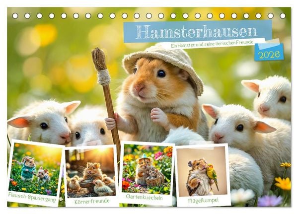 Hamsterhausen - Ein Hamster und seine tierischen Freunde (Tischkalender 2026 DIN A5 quer), CALVENDO Monatskalender
