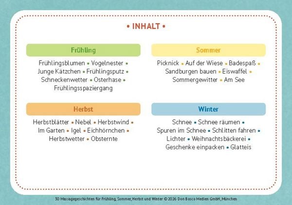 Produktbild: 30 Massagegeschichten f&uuml;r Fr&uuml;hling, Sommer, Herbst und Winter