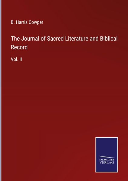 Produktbild: The Journal of Sacred Literature and Biblical Record