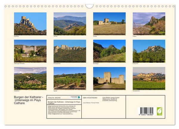 Produktbild: Burgen der Katharer - Unterwegs im Pays Cathare (Wandkalender 2026 DIN A3 quer), CALVENDO Monatskalender