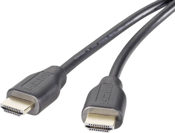SpeaKa Professional HDMI Anschlusskabel HDMI-A Stecker 2.00 m Schwarz SP-9024560 4K UHD, Audio Return Channel, vergoldete Steckkontakte HDMI-Kabel