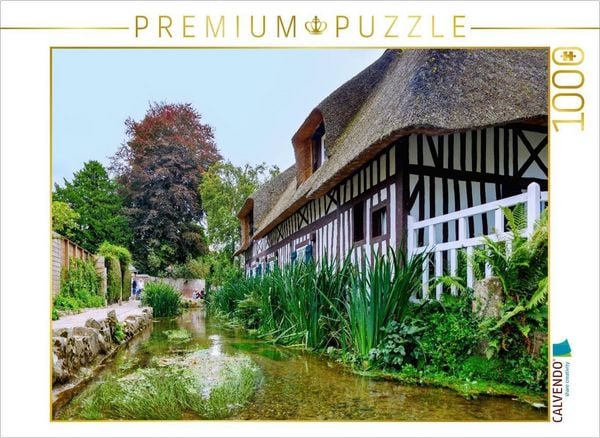 Produktbild: CALVENDO Puzzle Reetgedecktes Haus in Veules-les-Roses | 1000 Teile Lege-Gr&ouml;&szlig;e 64x48cm Foto-Puzzle f&uuml;r gl&uuml;ckliche Stunden