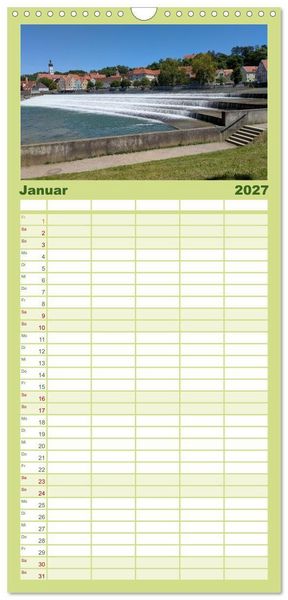 Produktbild: Familienplaner 2027 - Hier f&uuml;hle ich mich zuhause - Landsberg am Lech und Ammersee mit 5 Spalten (Wandkalender, 21 x 45 cm) CALVENDO