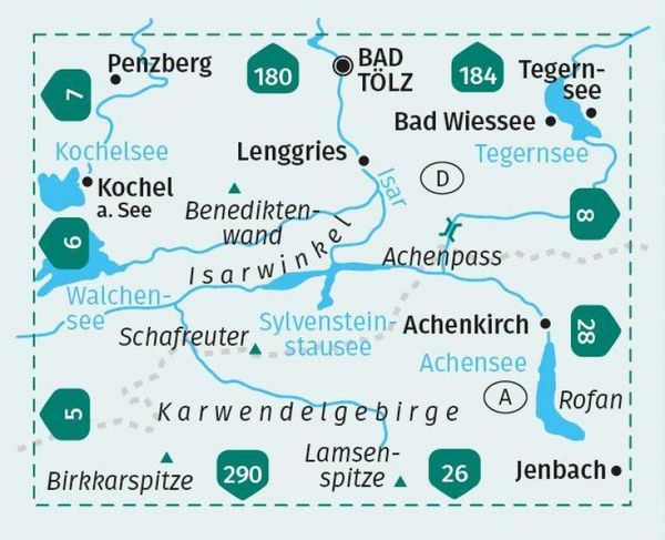 Produktbild: KOMPASS Wanderkarte 182 Isarwinkel, Bad T&ouml;lz, Lenggries 1:50.000