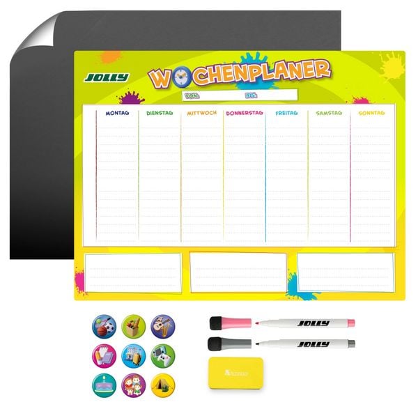 Produktbild: JOLLY Wochenplaner Set: Magnettafel, 2x Marker, Radierer & 9x Magneticons