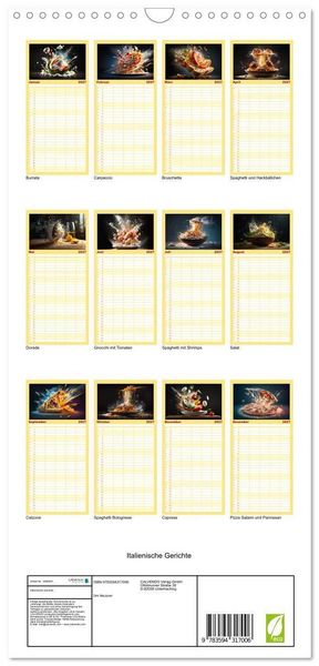 Produktbild: Familienplaner 2027 - Italienische Gerichte mit 5 Spalten (Wandkalender, 21 x 45 cm) CALVENDO