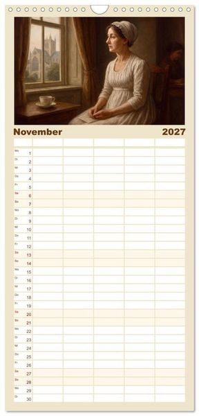 Produktbild: Familienplaner 2027 - Jane Austen mit 5 Spalten (Wandkalender, 21 x 45 cm) CALVENDO