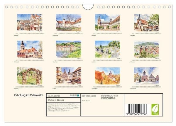 Produktbild: Erholung im Odenwald (Wandkalender 2027 DIN A4 quer), CALVENDO Monatskalender
