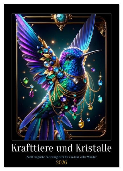 Krafttiere und Kristalle (Wandkalender 2026 DIN A3 hoch), CALVENDO Monatskalender
