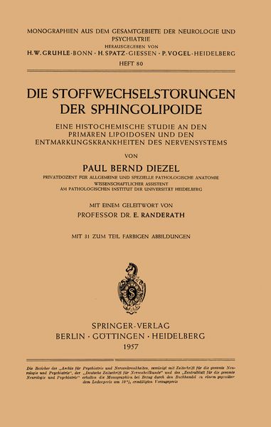 Produktbild: Die Stoffwechselst&ouml;rungen der Sphingolipoide