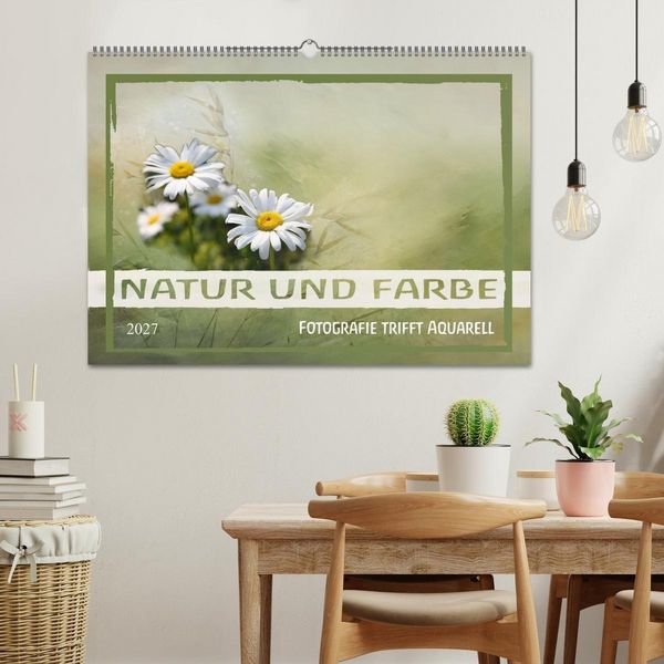 Produktbild: Natur und Farbe Fotografie trifft Aquarell (Wandkalender 2027 DIN A2 quer), CALVENDO Monatskalender