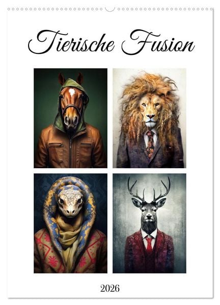Produktbild: Tierische Fusion (Wandkalender 2026 DIN A2 hoch), CALVENDO Monatskalender