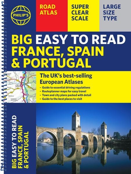 Produktbild: Philip's Big Easy to Read France, Spain & Portugal Road Atlas