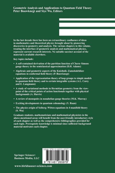 Produktbild: Geometric Analysis and Applications to Quantum Field Theory