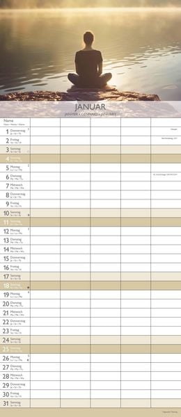 Produktbild: Familienplaner Zen 2026 - Familien-Timer 19,5x45 cm - 5 Spalten - Wand-Planer - viel Platz für Eintragungen - Familienkalender - Alpha Edition