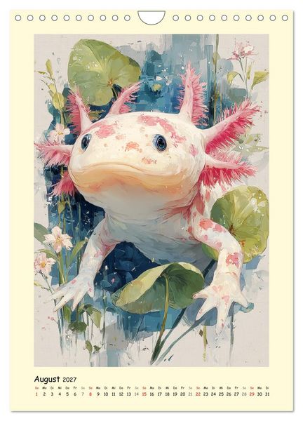 Produktbild: Axolotl im Licht. Lurche zwischen Bl&uuml;ten, Pflanzen und Fantasie (Wandkalender 2027 DIN A4 hoch), CALVENDO Monatskalender
