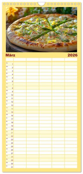 Produktbild: Familienplaner 2026 - Pizza geht immer - Zu jeder Jahreszeit mit 5 Spalten (Wandkalender, 21 x 45 cm) CALVENDO
