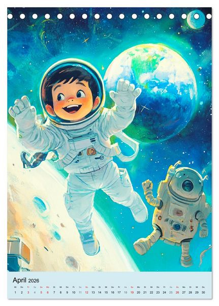 Produktbild: Im Weltall. Manga-Astronauten auf Mission (Tischkalender 2026 DIN A5 hoch), CALVENDO Monatskalender